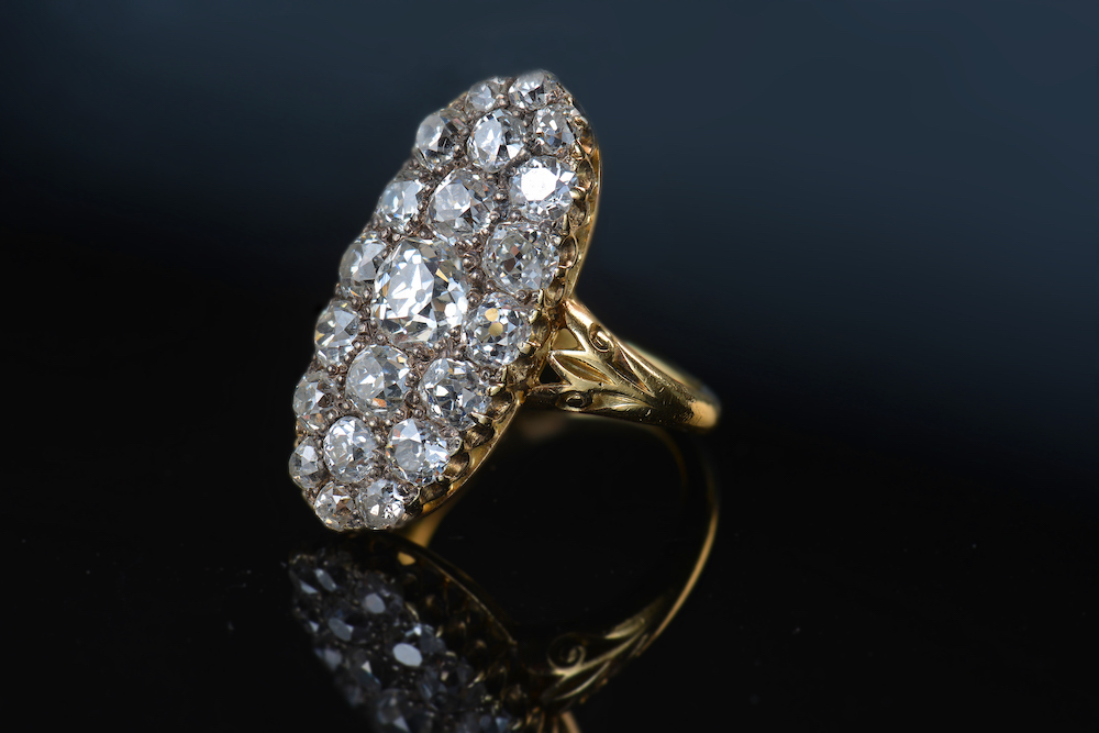 Victorian Ring Set With Old Cut Diamonds. Sold For £4,700