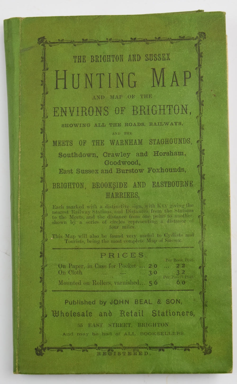 The Brighton And Sussex Hunting Map And Map Of The Environs Of Brighton, Showing All The Roads, Railways. Sold £60