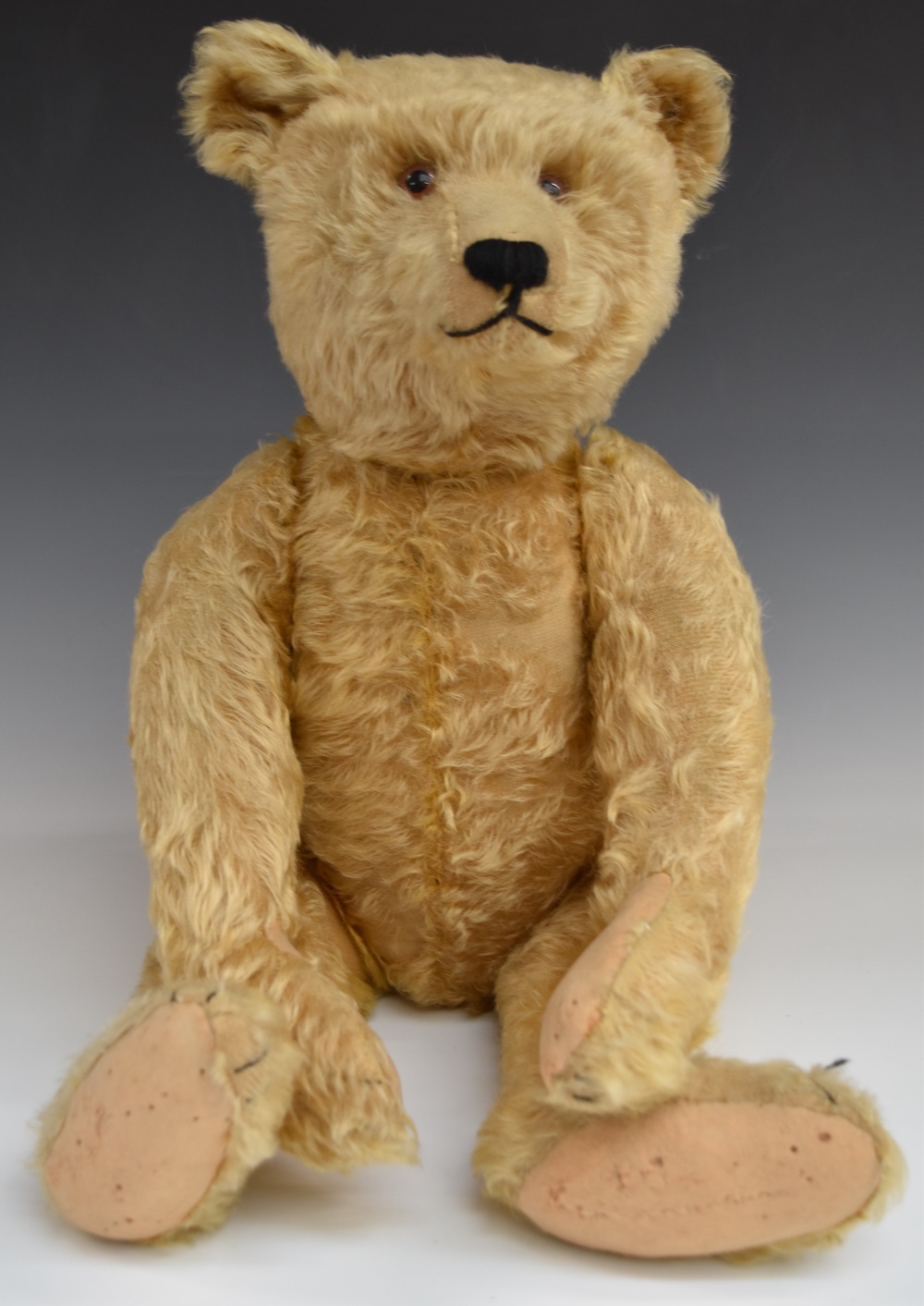 Steiff Teddy Bear With Blonde Mohair, Straw Filling, Disc Joints, Stitched Features And Button To Ear, 60Cm Tall. £2,200