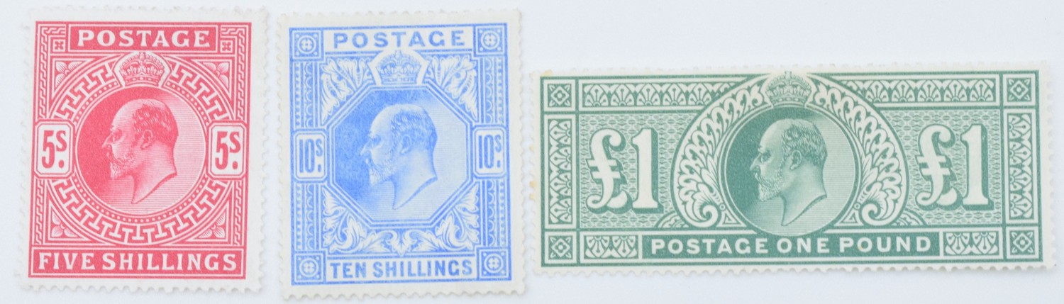 Mounted Mint King Edward VII High Values 5S, 10S And £1 HAMMER £550