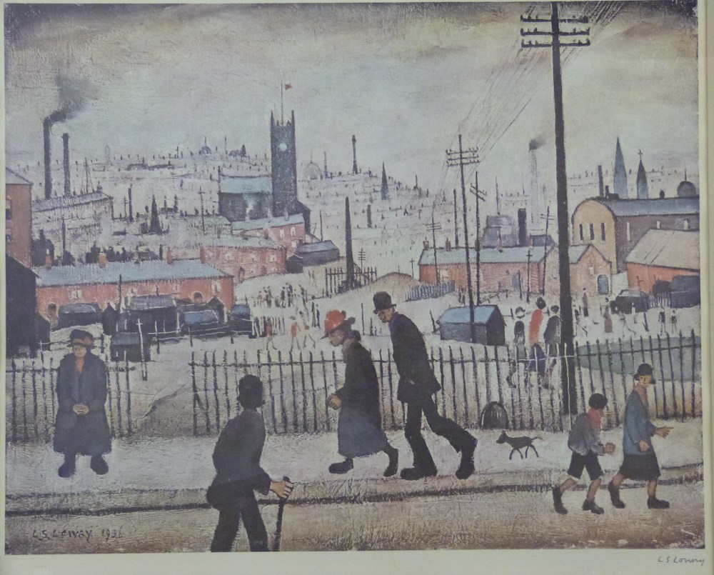 L S Lowry Signed Print View Of A Town Signature In Pencil Lower Right. Sold For Ś2800