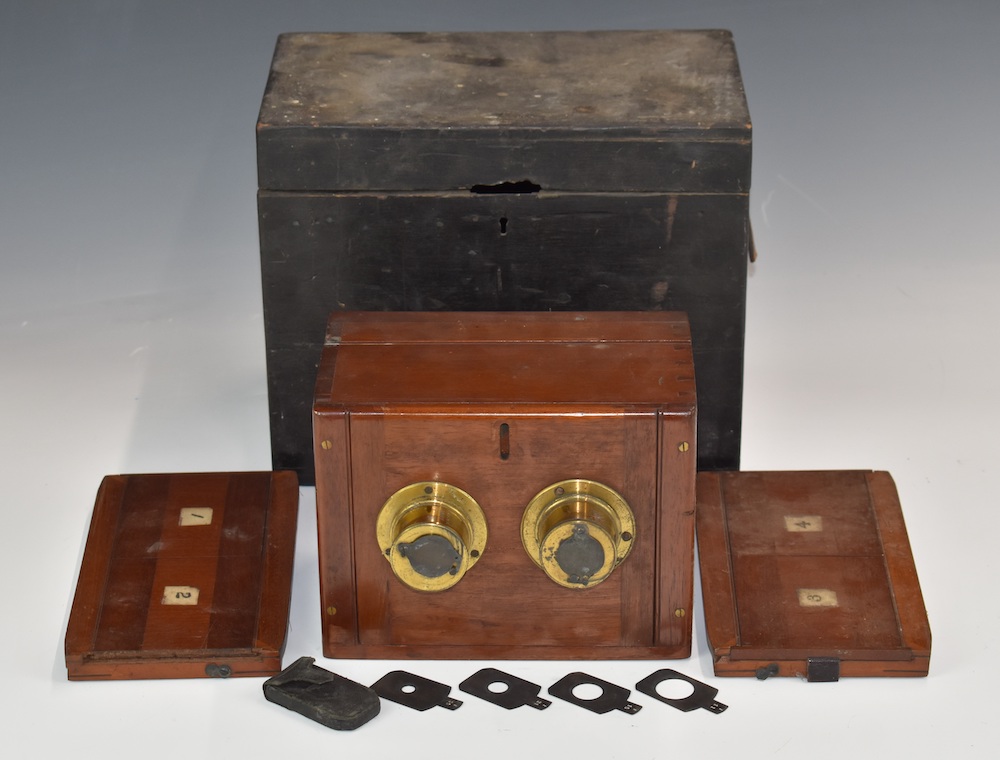 19Thc Mahogany Stereoscopic Camera With Twin Ross Of London Lenses Sold For £2,400