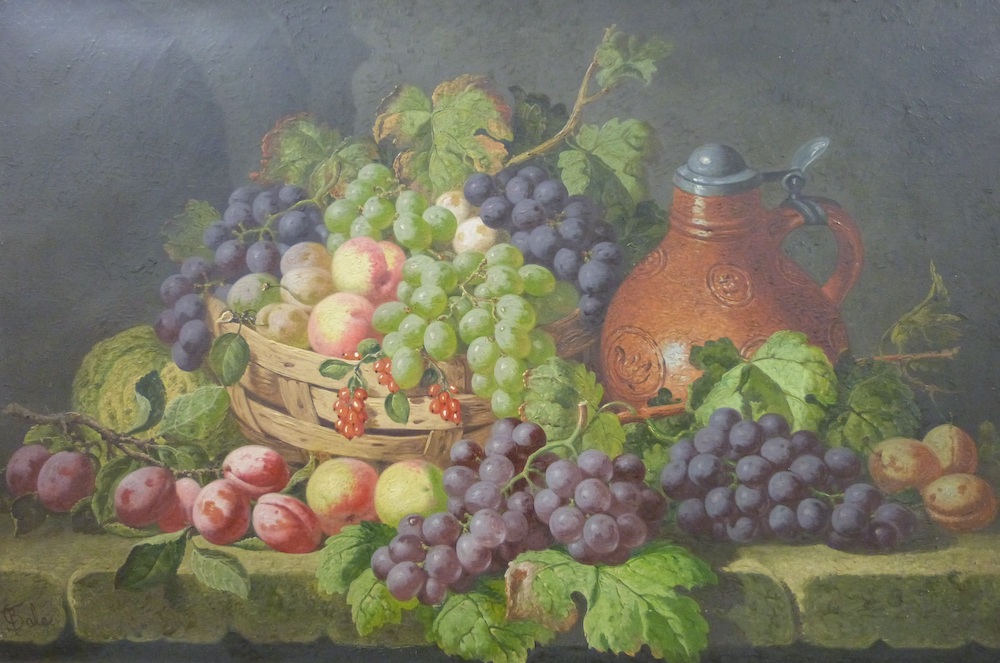 Charles Thomas Bale (1849 1925) Oil On Canvas, Still Life Of Fruit, Signed Lower Left, In Ornate Gilt Frame Sold For Ś800
