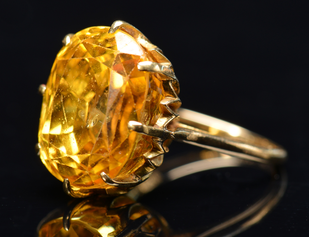 Victorian 18Ct Gold Ring Set With An Oval Cut Yellow Sapphire. Sold For £8,800