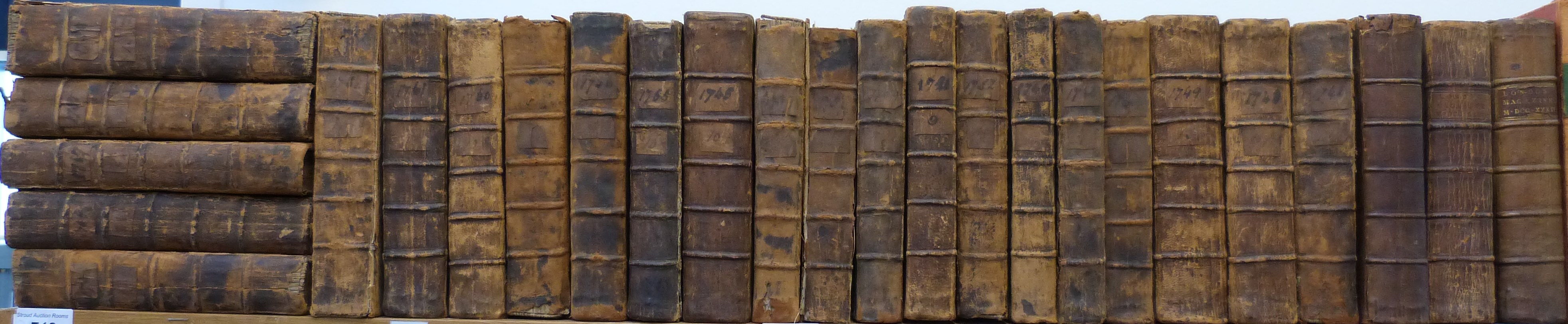The London Magazine. Run Of Mid 18Th Century Volumes Mostly In Cambridge Panelled Calf Bindings Approx 30. Sold For £1,100
